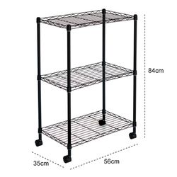 Estante su ruote, 56 x 35 x 80 cm, in metallo cromato nero | Collezione Klaus