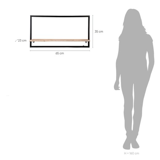Estantería Decorativa de Pared en Madera y Metal Pärumm Lick 65x23x35 cm 1 Balda Diseño Vertical Industrial