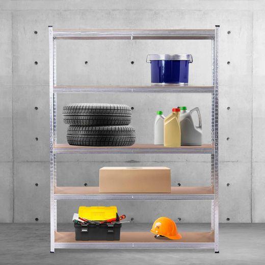 Estantería Metálica CATTERHOUSE Max Pro 120x40x180 cm - Almacenaje Industrial de Acero Galvanizado y MDF con 5 Baldas Ajustables, Soporta hasta 875 kg, Ideal para Garaje, Taller o Almacén