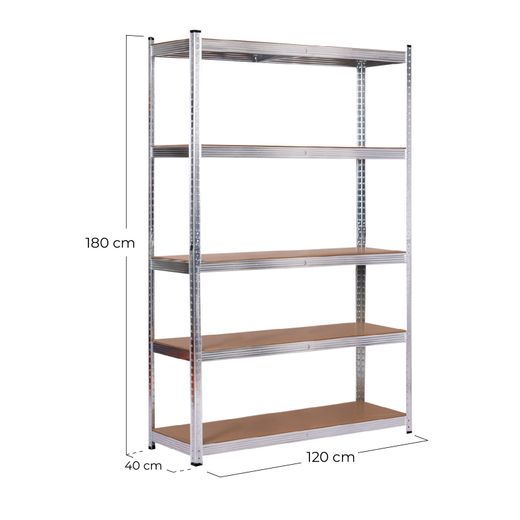 Estantería Metálica CATTERHOUSE Max Pro 120x40x180 cm - Almacenaje Industrial de Acero Galvanizado y MDF con 5 Baldas Ajustables, Soporta hasta 875 kg, Ideal para Garaje, Taller o Almacén