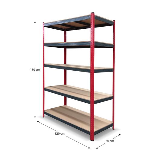 Estantería Metálica CATTERHOUSE Rack Cargo Advance 120, 120x60x180 cm, de Acero Galvanizado y MDF con Baldas Ajustables en Altura