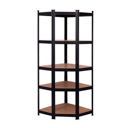 Estantería Metálica en Esquina CATTERHOUSE Hans Plus 70x40x180 cm - Kit de Almacenaje con 5 Baldas Ajustables, Color Negro, Soporta hasta 875 kg