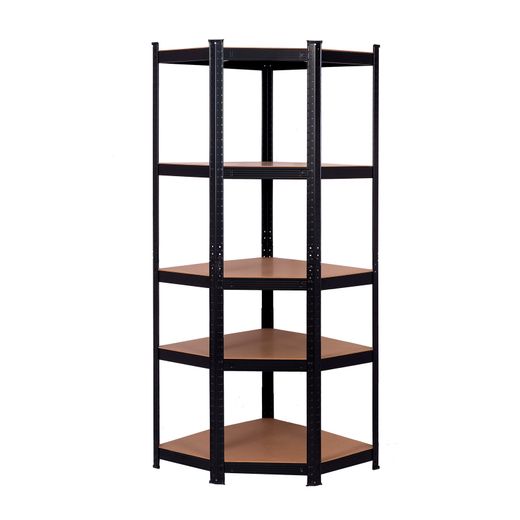 Estantería Metálica en Esquina CATTERHOUSE Hans Plus 70x40x180 cm - Kit de Almacenaje con 5 Baldas Ajustables, Color Negro, Soporta hasta 875 kg
