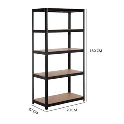 Estantería Metálica en Kit CATTERHOUSE Hans Plus 70x40x180 cm - Estantería de Almacenaje Negra con 5 Baldas Ajustables, Soporta hasta 875 kg, Ideal para Garaje, Taller o Almacén