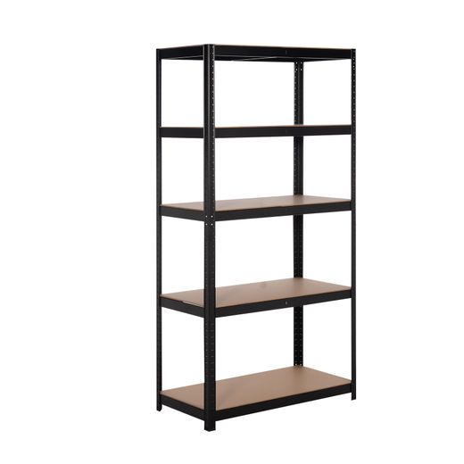 Estantería Metálica en Kit CATTERHOUSE Hans Plus 90x40x180 cm - Almacenaje Industrial con 5 Baldas Ajustables, Color Negro, Soporta hasta 875 kg