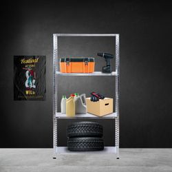 Estantería Metálica Galvanizada CATTERHOUSE Nils Solid 137, 70x30x137 cm – Almacenaje Industrial con 4 Baldas de Acero, Soporta hasta 200 kg, Resistente y Duradera