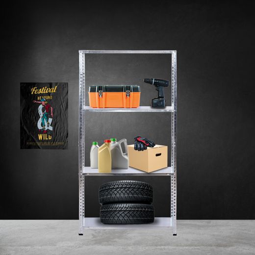 Estantería Metálica Galvanizada CATTERHOUSE Nils Solid 137, 70x30x137 cm – Almacenaje Industrial con 4 Baldas de Acero, Soporta hasta 200 kg, Resistente y Duradera
