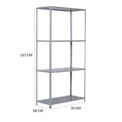 Estantería Metálica Galvanizada CATTERHOUSE Nils Solid 137, 70x30x137 cm – Almacenaje Industrial con 4 Baldas de Acero, Soporta hasta 200 kg, Resistente y Duradera