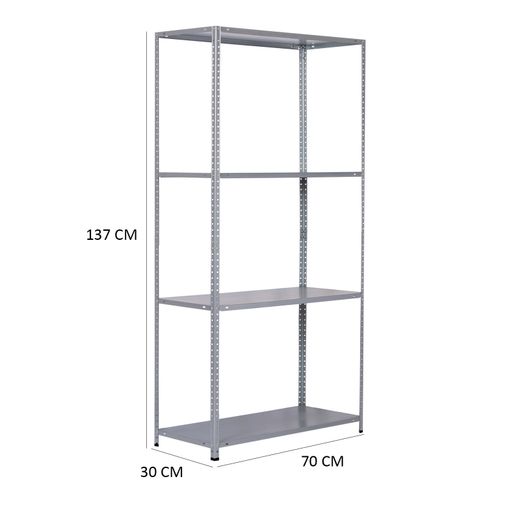 Estantería Metálica Galvanizada CATTERHOUSE Nils Solid 137, 70x30x137 cm – Almacenaje Industrial con 4 Baldas de Acero, Soporta hasta 200 kg, Resistente y Duradera