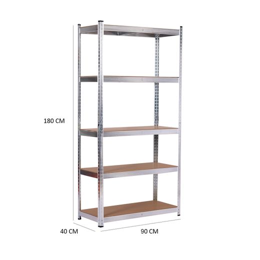 Estantería Metálica Galvanizada en Kit Catter House Max Pro 90x40x180 cm - Estantería de Almacenaje con 5 Baldas Ajustables, Soporta hasta 875 kg, Ideal para Garaje, Taller o Almacén