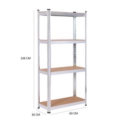 Estantería Metálica Galvanizada en Kit CATTERHOUSE Max Pro 60x30x148 cm - Almacenaje con 4 Baldas Ajustables, Soporta hasta 240 kg, Ideal para Garaje, Taller o Almacén