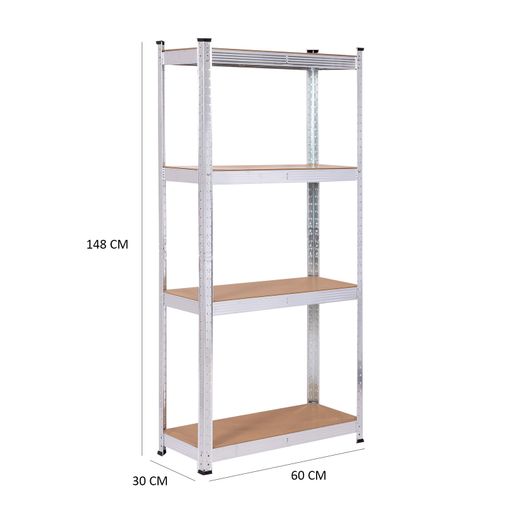 Estantería Metálica Galvanizada en Kit CATTERHOUSE Max Pro 60x30x148 cm - Almacenaje con 4 Baldas Ajustables, Soporta hasta 240 kg, Ideal para Garaje, Taller o Almacén