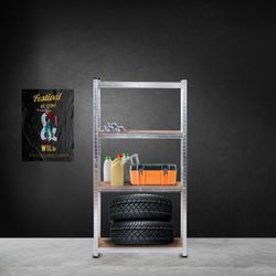 Estantería Metálica Galvanizada en Kit CATTERHOUSE Max Pro 60x30x148 cm - Almacenaje con 4 Baldas Ajustables, Soporta hasta 240 kg, Ideal para Garaje, Taller o Almacén