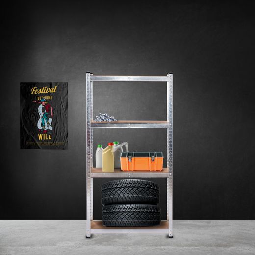 Estantería Metálica Galvanizada en Kit CATTERHOUSE Max Pro 60x30x148 cm - Almacenaje con 4 Baldas Ajustables, Soporta hasta 240 kg, Ideal para Garaje, Taller o Almacén