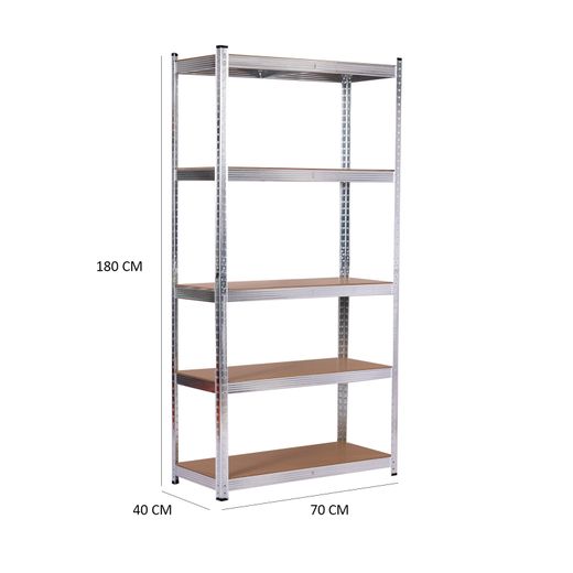 Estantería Metálica Galvanizada en Kit CATTERHOUSE Max Pro 70x40x180 cm - Almacenaje Industrial con 5 Baldas Ajustables, Soporta hasta 875 kg, Ideal para Garaje, Taller o Almacén
