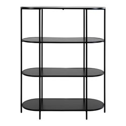 Estantería oval, 85 x 36 x 111 cm, de madera y acero en negro | Colección  Vita
