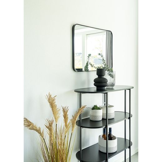 Estantería oval, 85 x 36 x 111 cm, de madera y acero en negro | Colección  Vita