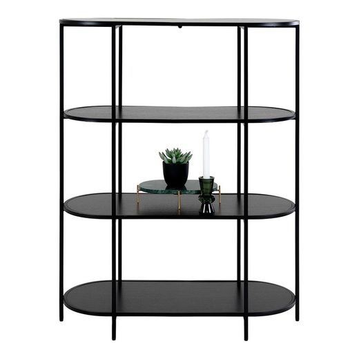 Estantería oval, 85 x 36 x 111 cm, de madera y acero en negro | Colección  Vita