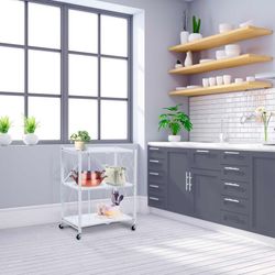 Carrello pieghevole, 71,5 x 36 x 84 cm, in acciaio bianco | Collezione Kim