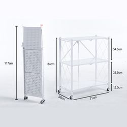 Carrello pieghevole, 71,5 x 36 x 84 cm, in acciaio bianco | Collezione Kim