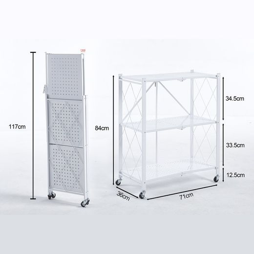 Carrello pieghevole, 71,5 x 36 x 84 cm, in acciaio bianco | Collezione Kim