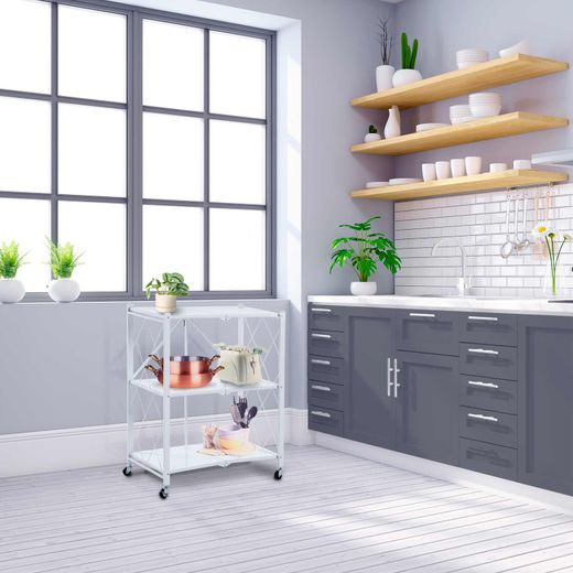 Prateleira dobrável, 71,5 x 36 x 84 cm, de aço branco | Coleção Kim