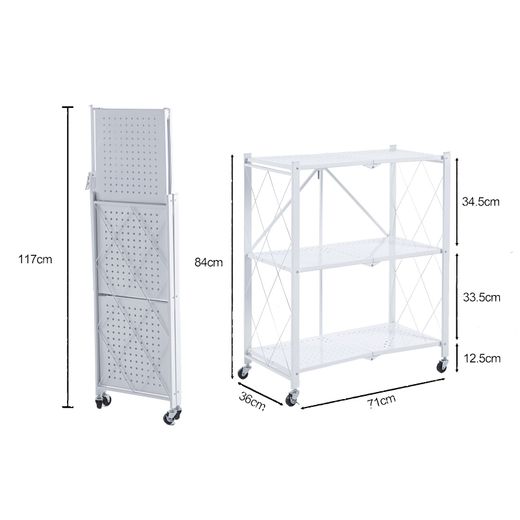 Prateleira dobrável, 71,5 x 36 x 84 cm, de aço branco | Coleção Kim