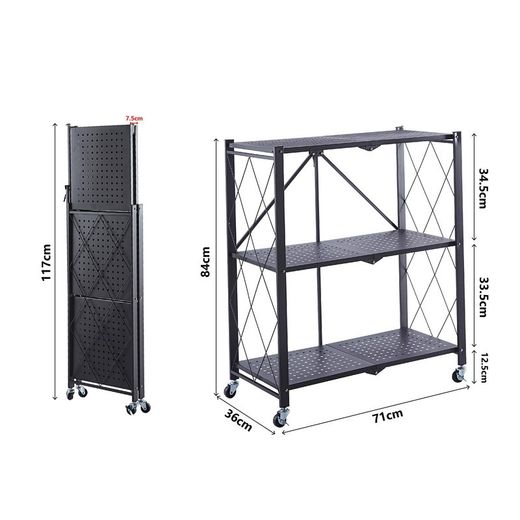 Estante pieghevole, 71,5 x 36 x 84 cm, in acciaio nero | Collezione Kim