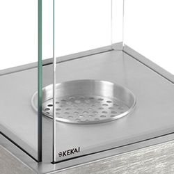 Stufa a bioetanolo, 25 x 25 x 65 cm, in acciaio e vetro color argento | Collezione Kilimanjaro