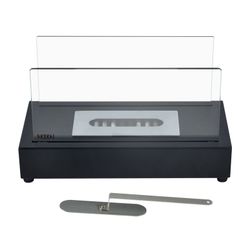 Estufa de bioetanol, 35,5 x 18 x 20,5 cm, de acero y vidrio en negro | Colección Etna