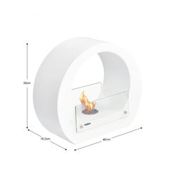 Estufa de bioetanol, 40 x 18,2 x 35 cm, de acero y vidrio en blanco | Colección Vesubio