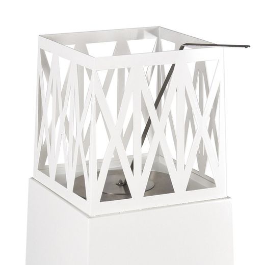 Estufa de bioetanol, 40 x 40 x 145 cm, de acero inoxidable en blanco | Colección Mauna Loa