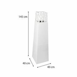 Estufa de bioetanol, 40 x 40 x 145 cm, de acero inoxidable en blanco | Colección Mauna Loa