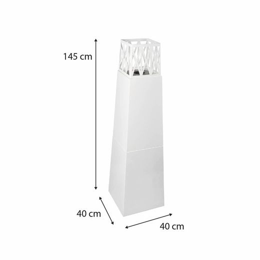 Estufa de bioetanol, 40 x 40 x 145 cm, de acero inoxidable en blanco | Colección Mauna Loa