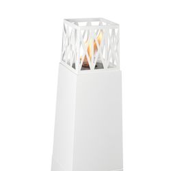 Estufa de bioetanol, 40 x 40 x 145 cm, de acero inoxidable en blanco | Colección Mauna Loa