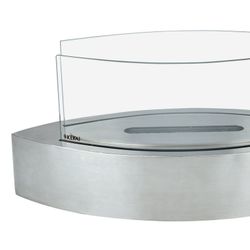 Estufa de bioetanol, 50,8 x 20,3 x 23 cm, de acero y vidrio en plateado | Colección Fuji