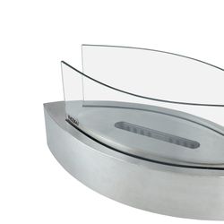 Estufa de bioetanol, 50,8 x 20,3 x 23 cm, de acero y vidrio en plateado | Colección Fuji