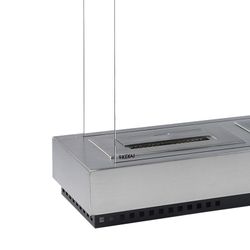 Estufa de bioetanol, 76 x 23 x 52 cm, de acero y vidrio en plateado | Colección Santorini