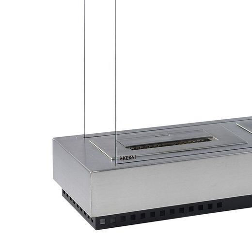 Estufa de bioetanol, 76 x 23 x 52 cm, de acero y vidrio en plateado | Colección Santorini