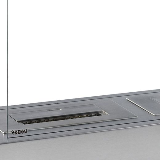 Estufa de bioetanol, 76 x 23 x 52 cm, de acero y vidrio en plateado | Colección Santorini