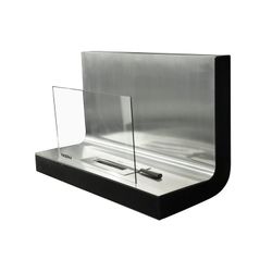 Estufa de bioetanol, 80 x 35 x 50 cm, de acero y vidrio en plateado|Thera
