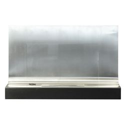 Estufa de bioetanol, 80 x 35 x 50 cm, de acero y vidrio en plateado|Thera