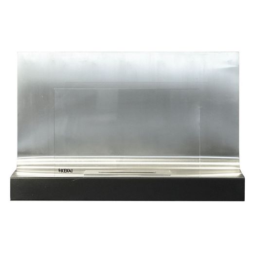 Estufa de bioetanol, 80 x 35 x 50 cm, de acero y vidrio en plateado|Thera