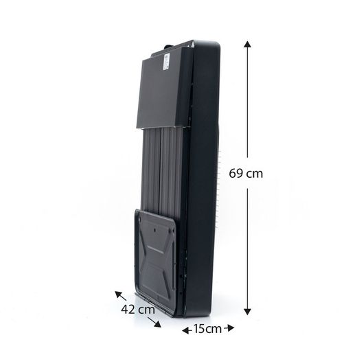 Stufa a gas pieghevole, 42 x 33 x 73 cm, in metallo e plastica nera | Collezione New Slim