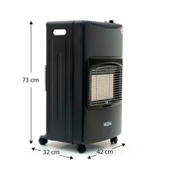 Stufa a gas pieghevole, 42 x 33 x 73 cm, in metallo e plastica nera | Collezione New Slim
