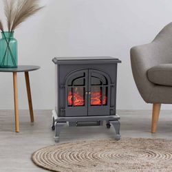 Stufa elettrica, 47 x 31 x 64 cm, in metallo e polipropilene nero | Collezione Vulcano