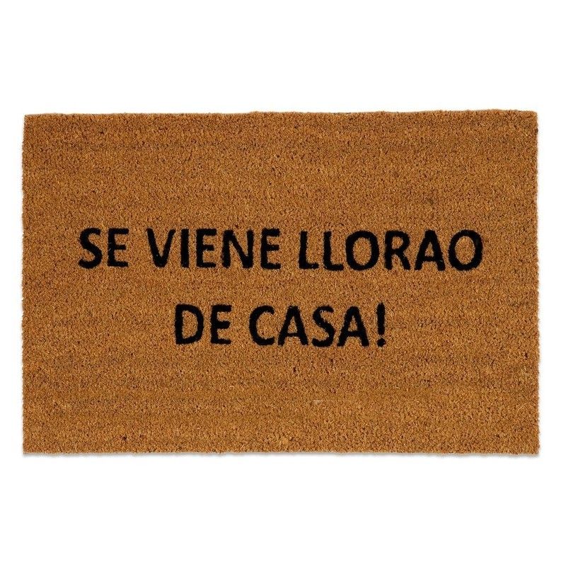 Felpudo, 60 x 40 x 3 cm, de fibra de coco en marrón | Colección Se viene llorao de casa!