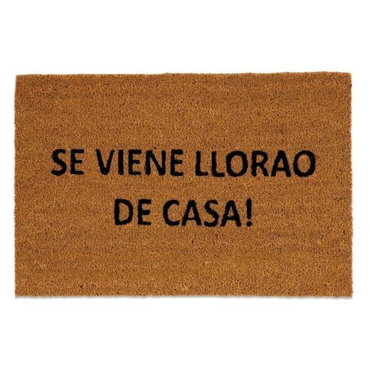 Tappeto da ingresso, 60 x 40 x 3 cm, in fibra di cocco marrone | Collezione Se viene llorao de casa!