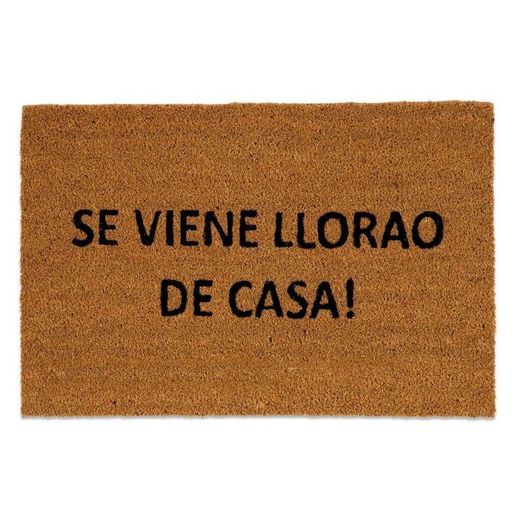 Tappeto da ingresso, 60 x 40 x 3 cm, in fibra di cocco marrone | Collezione Se viene llorao de casa!