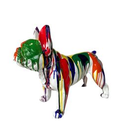Figura Boston Terrier Bran, 52 x 25 x 41 cm, en poliresina multicolor